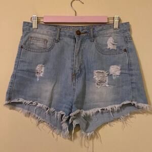 Machine ripped - high rise Jean shorts